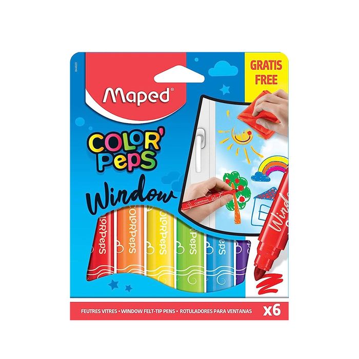 Maped - 844820 - Color'Peps Window - მინაზე სახატავი ფლომასტერი - 6 ფერი pg-81865color მრავალფერიანი 