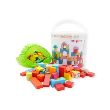 Wooden Building Blocks - D9143-3 - სათამაშო ხის კუბების ნაკრები 100 ცალიანი pg-85570 