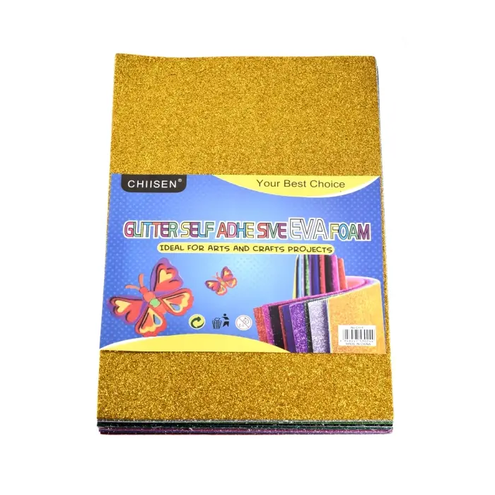 Chiisen - Eva Foam Glitter Paper - A4 - ევა წებოვანი დეკორატიული ქაღალდი შერეული ფერებით pg-85640 