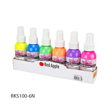 RED APPLE - RKS100-6N - Neon Fabric Spray Paint - ტექსტილის საღებავი,ნეონის ფერები - 6x100ml pg-85106color მრავალფერიანი 
