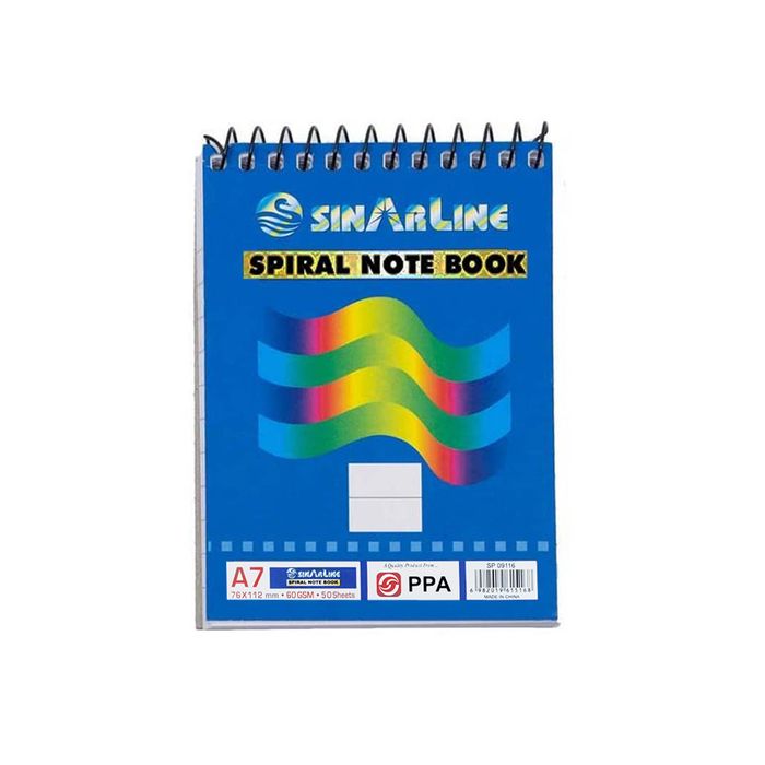 a7-50 - ბლოკნოტი - ჯიბის წიგნაკი - 50 ფურცლიანი - SinArLine - Spiral Notebook A7 - line 50 sheets pg-81775color ლურჯი a7-50 - ბლოკნოტი - ჯიბის წიგნაკი - 50 ფურცლიანი - SinArLine - Spiral Notebook A7 - line 50 sheets pg-81775color ლურჯი