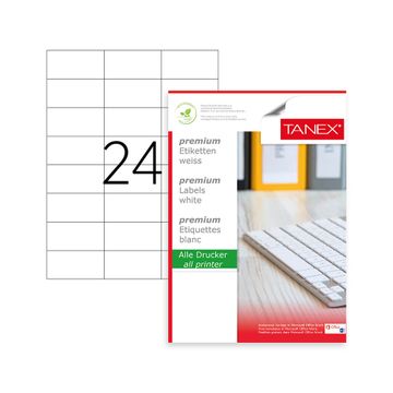 tw-2037 - ლეიბლი - TANEX TW-2037 - A4 LASER LABEL - 24 -70x37.125 mm pg-81511color თეთრი 