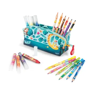 Maped - 984732 - Jungle Fever Case 12 Felt Pen 12 Pencils - სასკოლო პენალი ნაჭრის,ფლომასტერებით და ფანქრებით pg-83815color მრავალფერიანი 