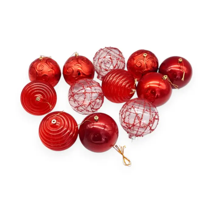 Christmas Tree Decoration - XOX-26001(8cm) - ნაძვისხის სათამაშო ბურთები pg-16320color წითელი 
