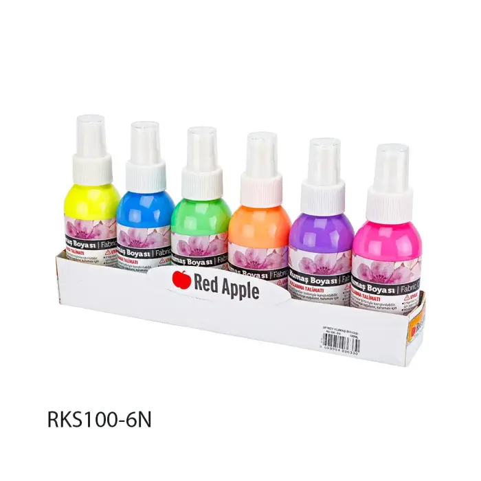 RED APPLE - RKS100-6N - Neon Fabric Spray Paint - ტექსტილის საღებავი,ნეონის ფერები - 6x100ml pg-85106color მრავალფერიანი RED APPLE - RKS100-6N - Neon Fabric Spray Paint - ტექსტილის საღებავი,ნეონის ფერები - 6x100ml pg-85106color მრავალფერიანი