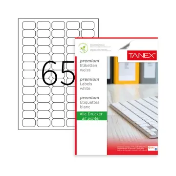 Tanex - TW-2065 - ლეიბლი A4 - 65 დანაყოფით 38.1x212mm pg-83363color თეთრი 