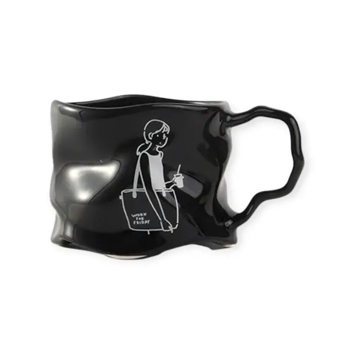 Coffee Cup - AYJYL22-050 - Irregular Shaped Mug - კერამიკული ჭიქა pg-85778color შავი 