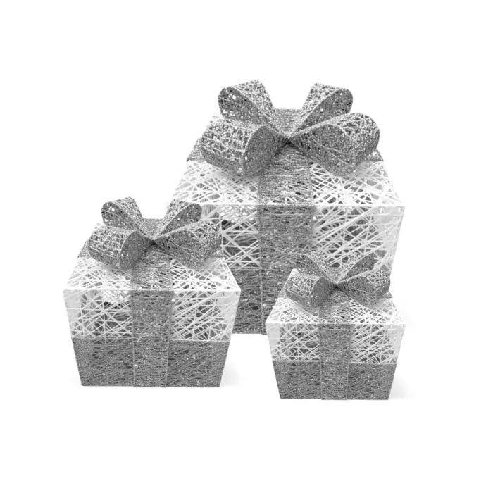 Christmas Box - DY252010 - Decoration - საშობაო დეკორაცია, (ყუთი)განათებით pg-86026color ვერცხლისფერი 