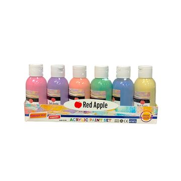 RED APPLE - RA100-6L - Acrylic Paint - აკრილი პასტელის ფერები - 6X100ml pg-81669color მრავალფერიანი 