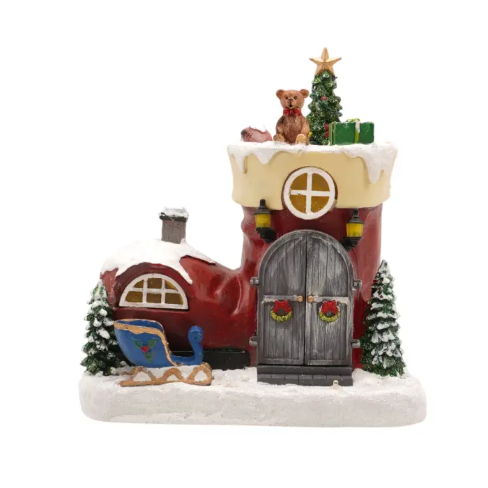Christmas Decoration - 9182-1 - Christmas boot with Santa Claus - საშობაო დეკორაცია განათებით, (ჩექმა) pg-86016 