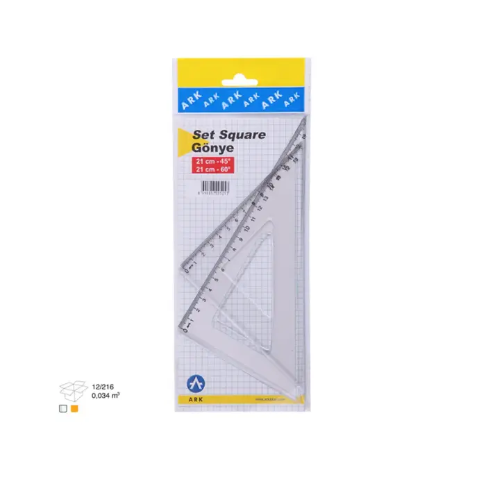 ARK - 525 - Rullers Set  სახაზავების ნაკრები - 21cm x 45°–60° pg-85097color გამჭივალე 