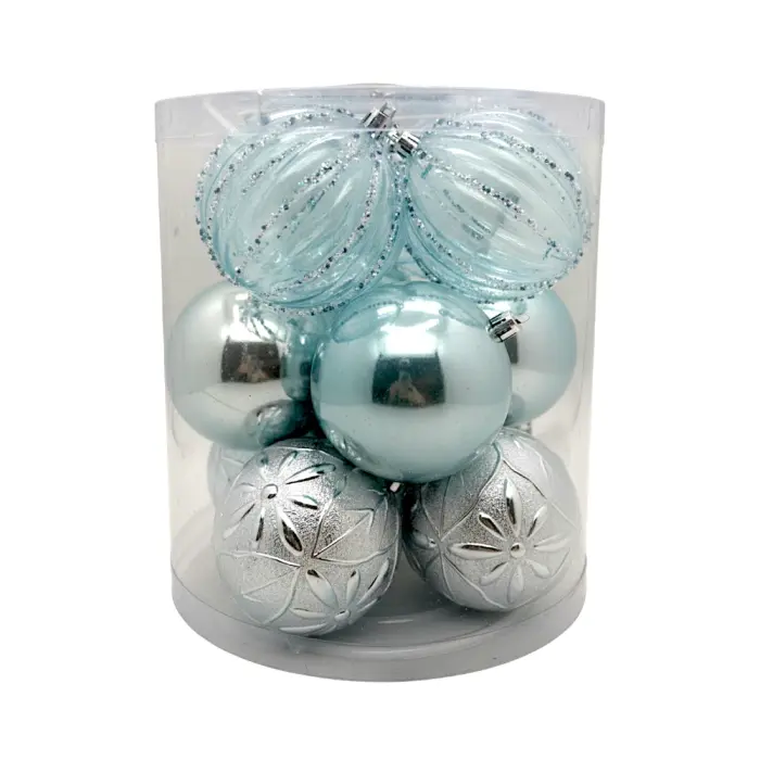 Christmas Trees Decoration - XOX-25826 - (10cm) - ნაძვისხის მოსართავი ბურთები pg-16316color Cyan 