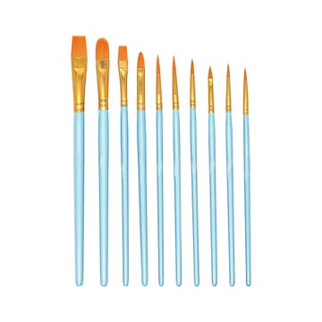 Brushes Set - 744 - ფუნჯების ნაკრები 10 ცალიანი pg-82808color ლურჯი 
