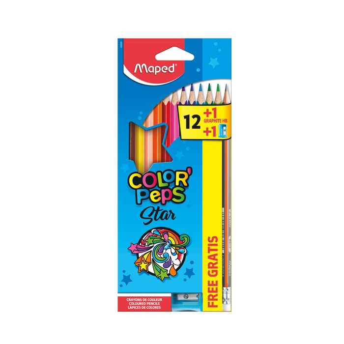 Maped - 832023 - Pencils ColorPeps Star x12 +1bp +1ps Box  - ფანქრების ნაკრები 12+1 - 12 ფერი pg-04700 