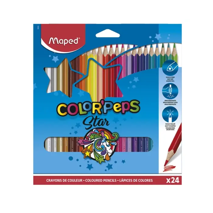 Maped -183224 - Color'Peps Star - ფერადი ფანქარი 24 ფერი pg-81854color მრავალფერიანი 