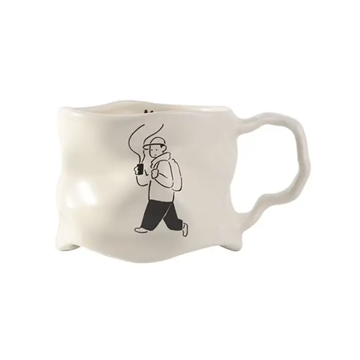 Coffee Cup - AYJYL22-051 - Irregular Shaped Mug - კერამიკული ჭიქა pg-85779color თეთრი 