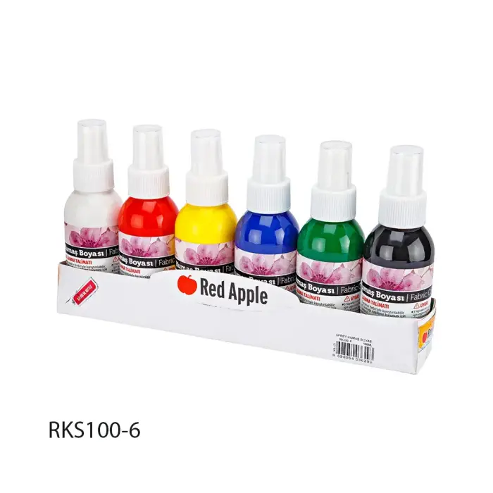 RED APPLE - RKS100-6 - Fabric Spray Paint - ტექსტილის საღებავი - 6x100ml pg-85105color მრავალფერიანი RED APPLE - RKS100-6 - Fabric Spray Paint - ტექსტილის საღებავი - 6x100ml pg-85105color მრავალფერიანი