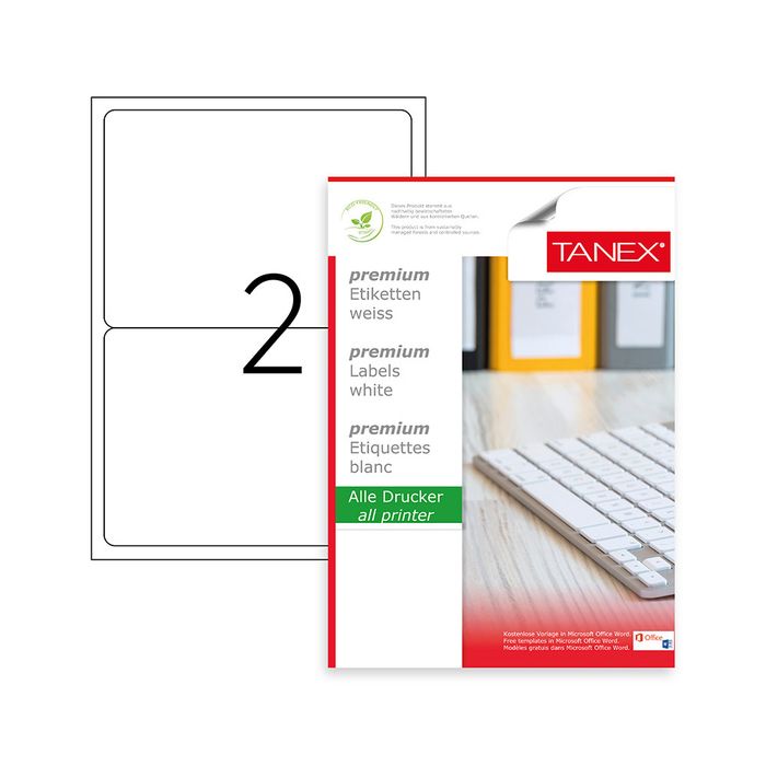 TANEX TW-2102 ლეიბლი 2 დანაყოფით (210X148.5) pg-81509color თეთრი TANEX TW-2102 ლეიბლი 2 დანაყოფით (210X148.5) pg-81509color თეთრი