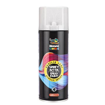 NovaColor - NC-3504 - Acrylic Spray Paint - აკრილის სპრეი საღებავი - 400ml - თეთრი pg-81570color თეთრი 