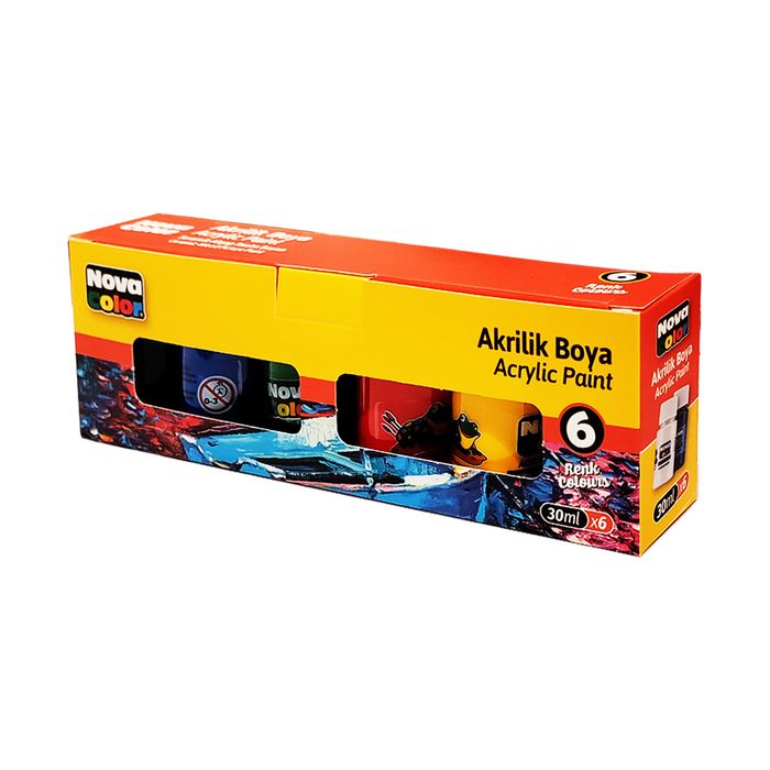 NovaColor - NC-180 - Acrylic Paint - აკრილის საღებავი 6x30ml pg-81552color მრავალფერიანი 
