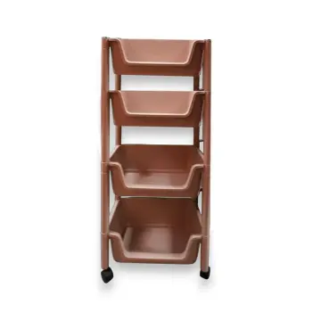 პლასტმასის სათავსო თარო, 4 განყოფილებით - YJ-9456 -  Organizer pg-85736color ყავისფერი 