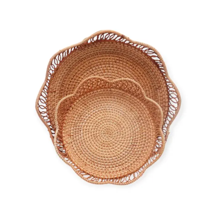 Rattan Basket - 9304-17 -Fruit Basket for Kitchen - მოწნული ლანგარი - 22.5x4.5/5.530x5/8 pg-85834 