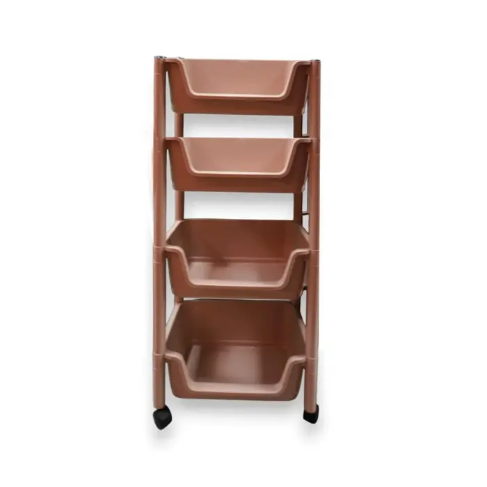 პლასტმასის სათავსო თარო, 4 განყოფილებით - YJ-9456 -  Organizer pg-85736color ყავისფერი 